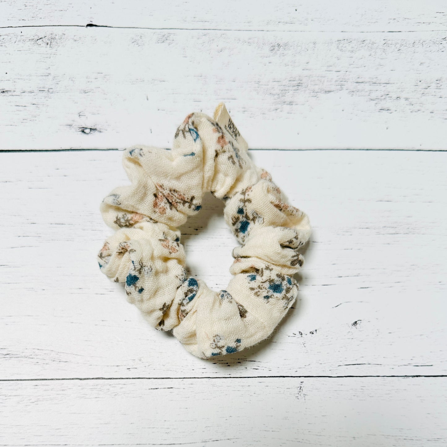 Antique Blue Floral Scrunchie