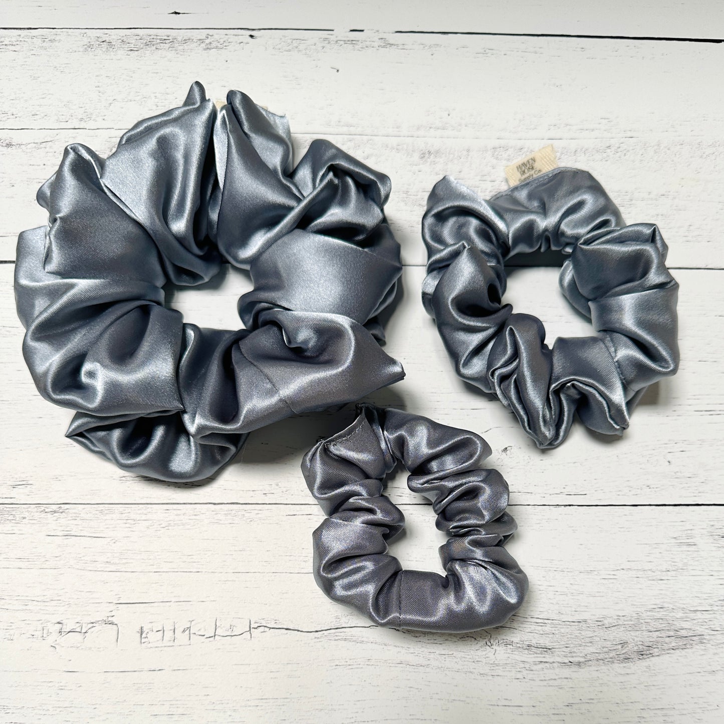 Denim Blue Satin Scrunchie