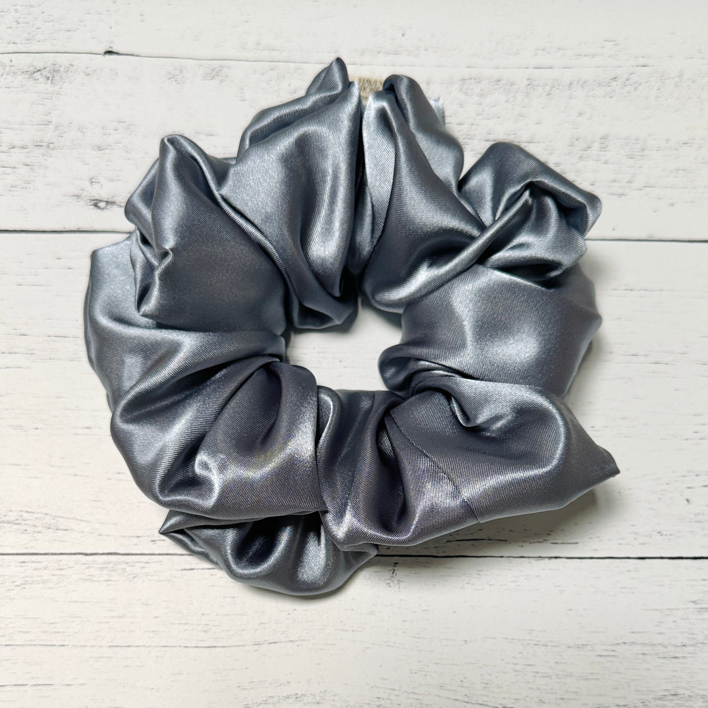 Denim Blue Satin Scrunchie
