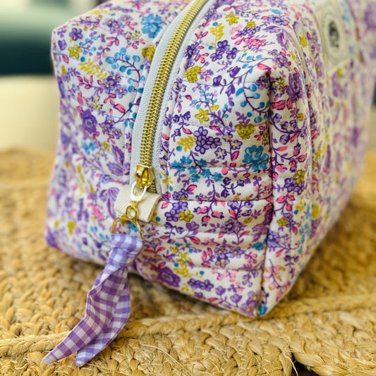 Purple Peony Boxy Pouch