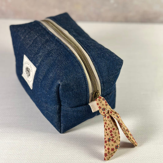 Deep Blue Denim with Ditsy Floral Lining