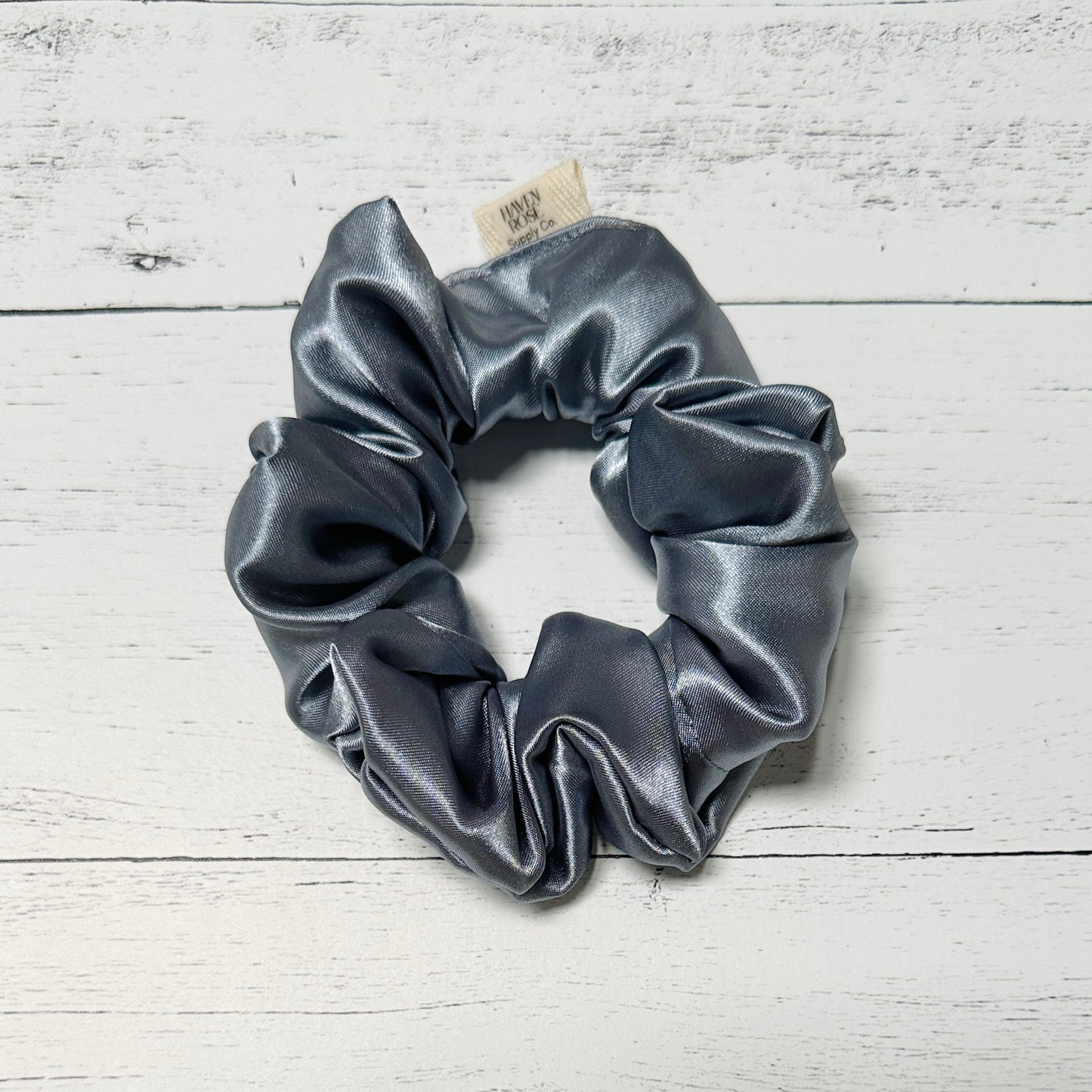 Denim Blue Satin Scrunchie