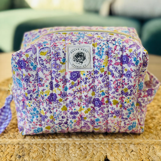 Purple Peony Boxy Pouch