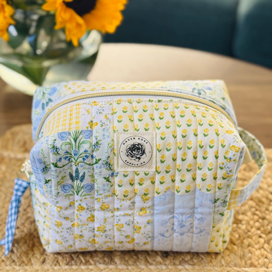 Lemon Blossom Patchwork Boxy Pouch