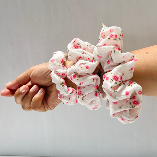 Vibrant Pinks Floral Scrunchie